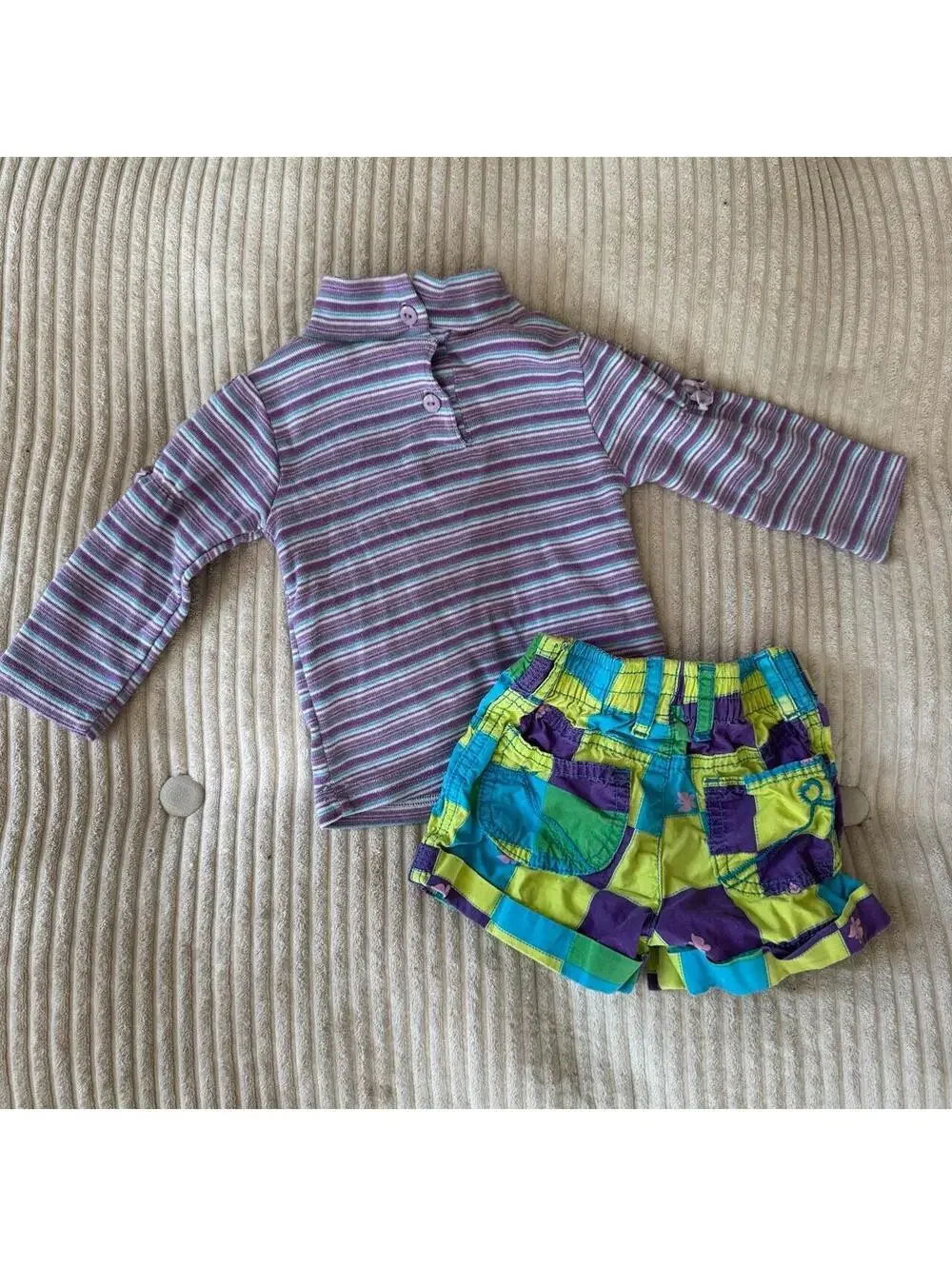 Vintage Y2K baby toddler girls colorful summer color pop 2pc outfit 12-18mo